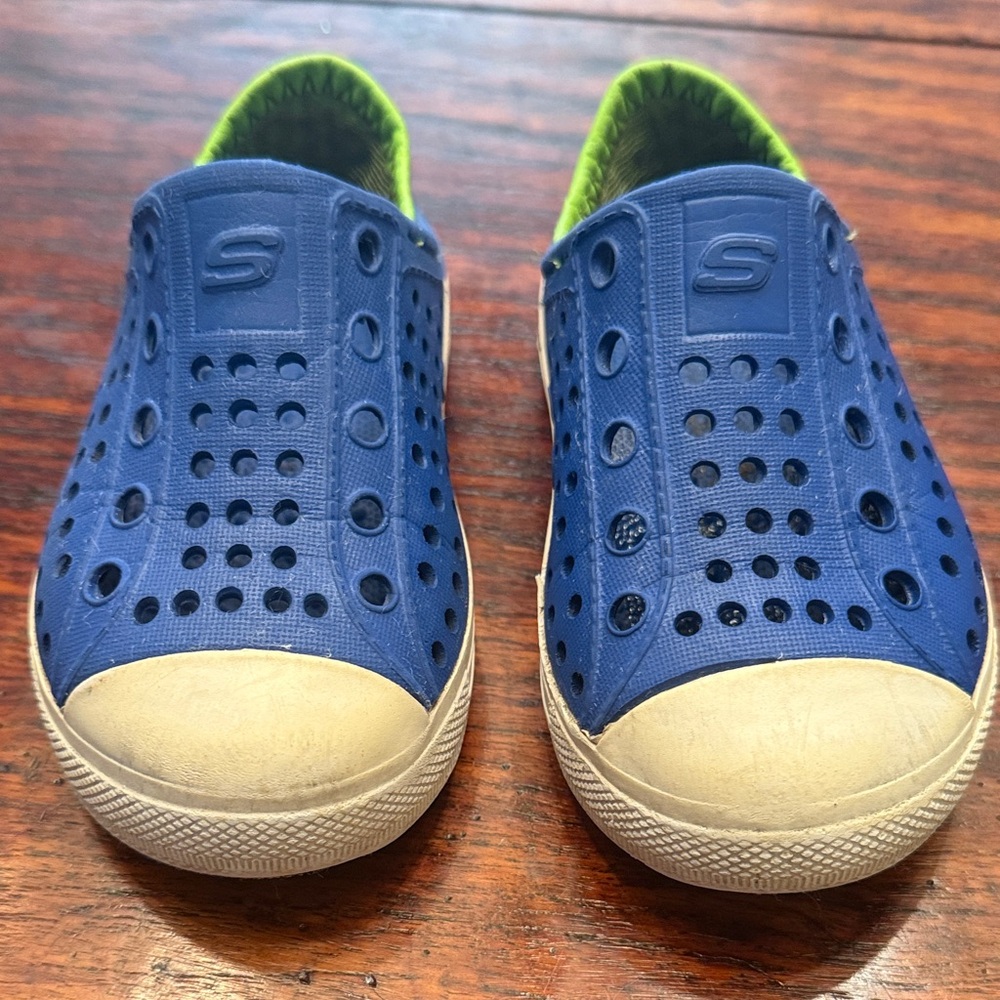 Skechers Kids Blue and Green Slip-On Sneakers